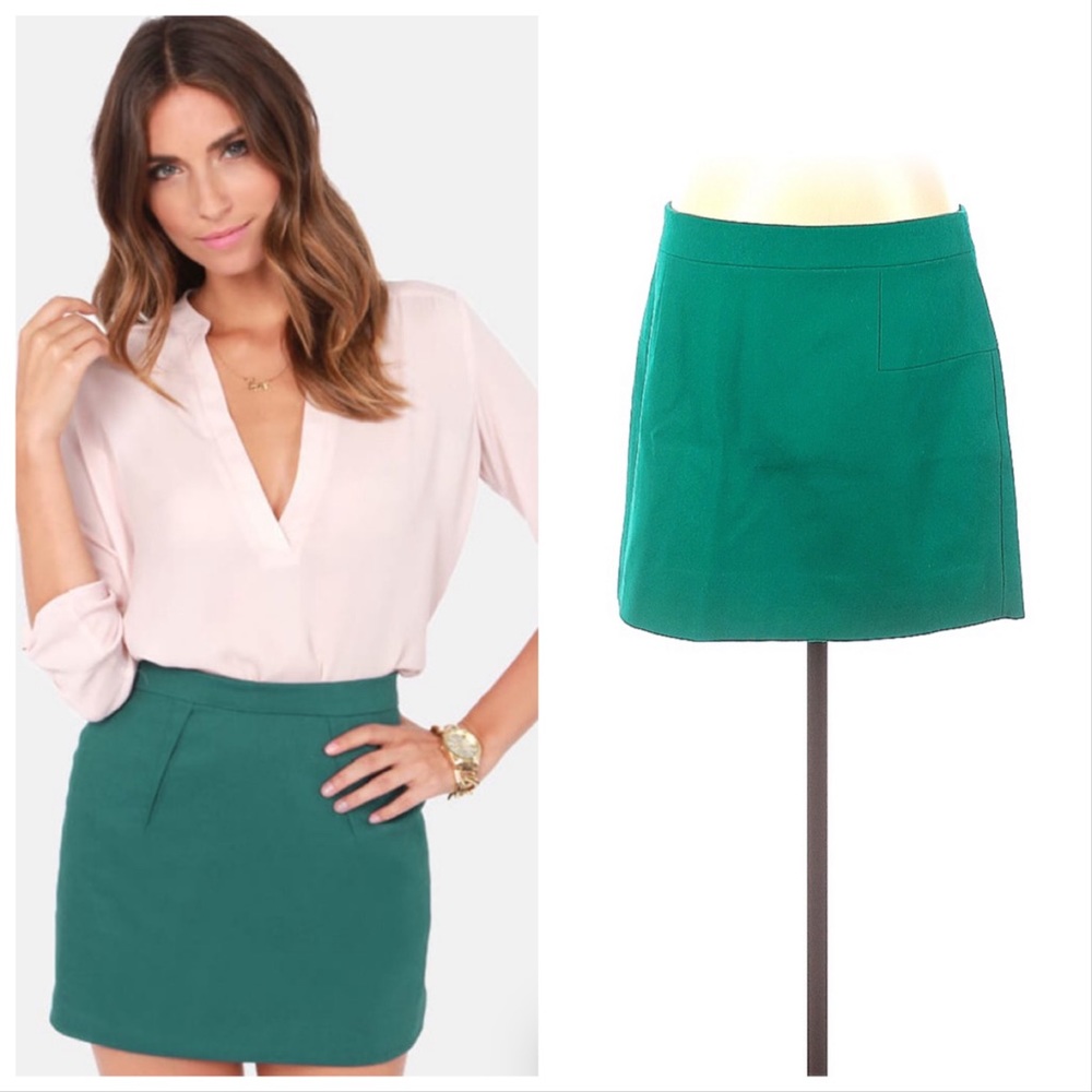 J Crew Wool Blend Green Skirt 4